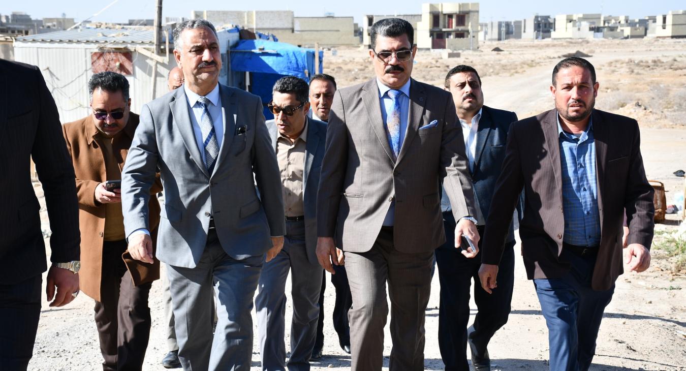 The President of Fallujah University inspects the progress of work on the College of Nursing building project