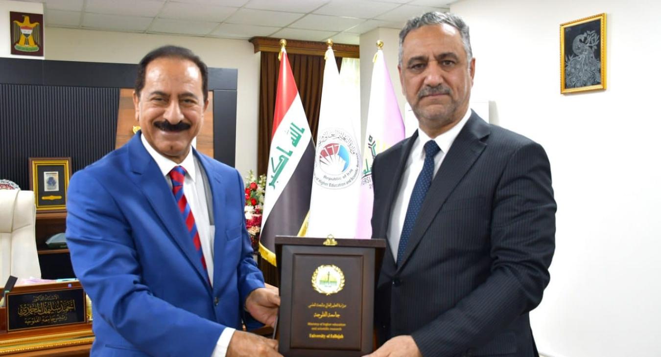The President of the University of Fallujah receives the President of the Taqadum Foundation for Research and Strategic Studies