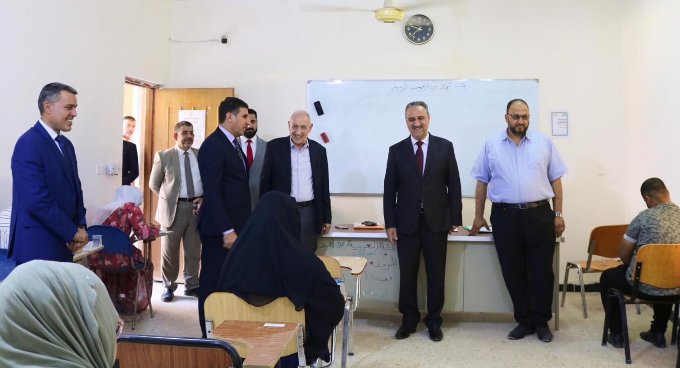 The President of the University of Fallujah follows up on the second round exams for postgraduate students